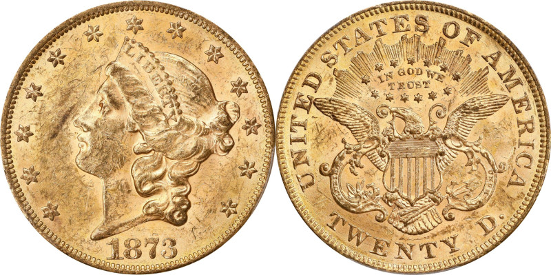 1873 Liberty Head Double Eagle. Open 3. FS-101. Doubled Die Obverse. MS-61 (PCGS...