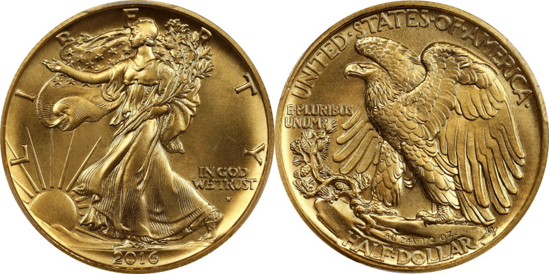 2016-W 100th Anniversary Walking Liberty Half Dollar. Gold. Specimen-70 (PCGS)....