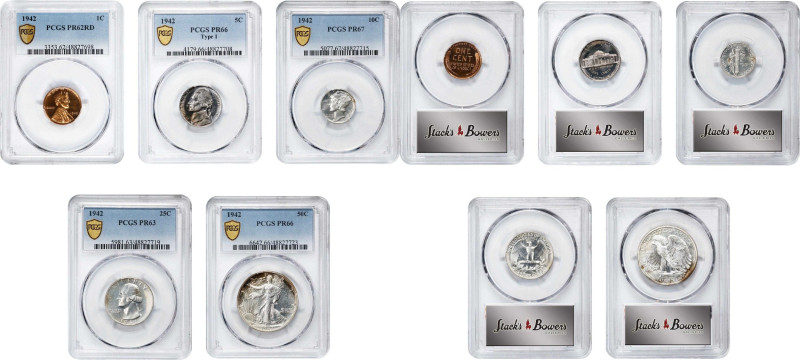 Five-Piece 1942 Proof Set. (PCGS).

All examples are individually graded and e...