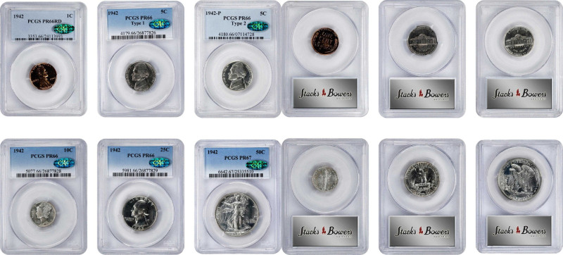 Six-Piece 1942 Proof Set. (PCGS). CAC.

All examples are individually graded a...