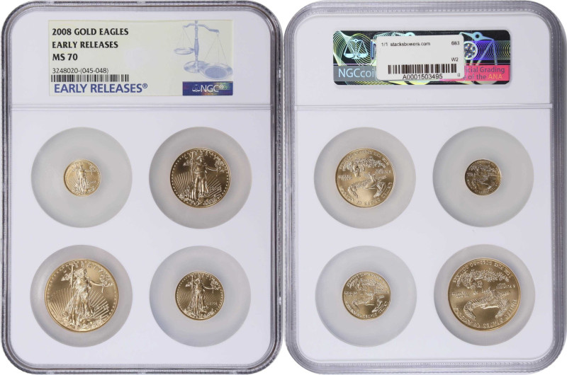 Complete Set of 2008 Gold Eagles. Early Releases. MS-70 (NGC).

All examples a...