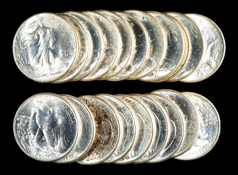 Roll of 1945 Walking Liberty Half Dollars. Mint State (Uncertified).

Housed i...