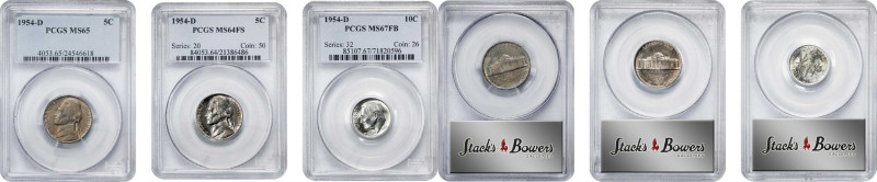 Lot of (3) 1954-D Type Coins (PCGS).

Included are: Jefferson nickel, MS-65; J...