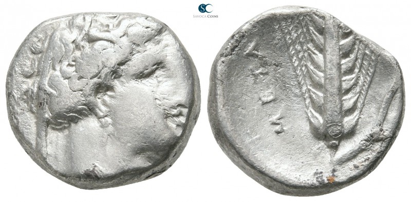 Lucania. Metapontion circa 340-330 BC. 
Stater AR

18 mm., 7,70 g.

Wreathe...