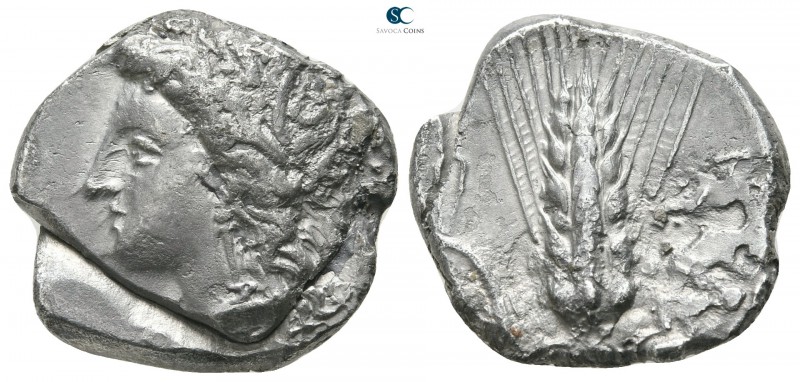 Lucania. Metapontion circa 330-290 BC. 
Stater AR

21 mm., 7,36 g.

Head of...