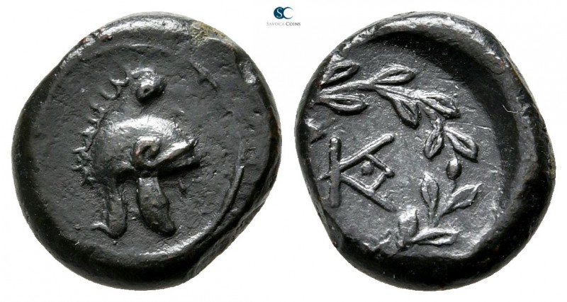 Sicily. Tauromenion. Campanian mercenaries 354-344 BC. 
Onkia Æ

13 mm., 2,02...
