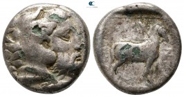 Kings of Macedon. Aigai. Amyntas III 393-369 BC. Foureé Didrachm AR