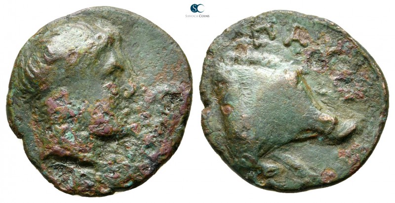 Kings of Macedon. Pausanias 395-393 BC. 
Bronze Æ

17 mm., 2,52 g.

Male he...