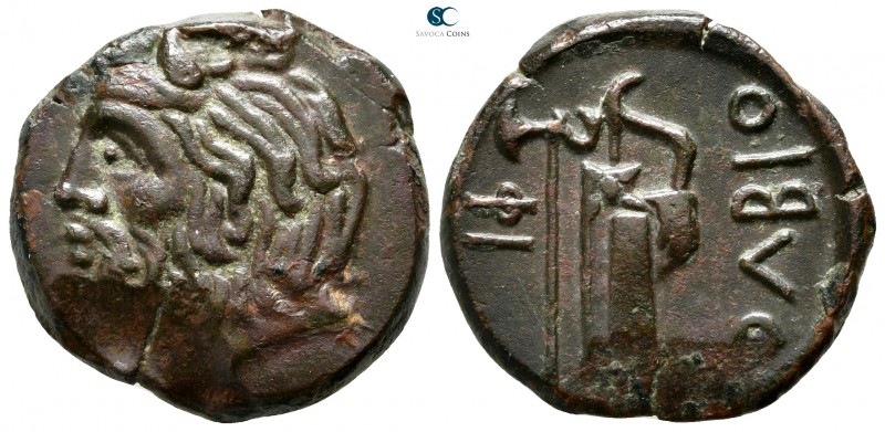 Scythia. Olbia circa 320-300 BC. 
Bronze Æ

24 mm., 9,81 g.

Horned head of...