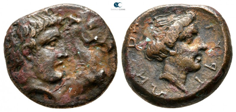 Thessaly. Gyrton circa 350 BC. 
Dichalkon Æ

17 mm., 3,77 g.

Bare head of ...