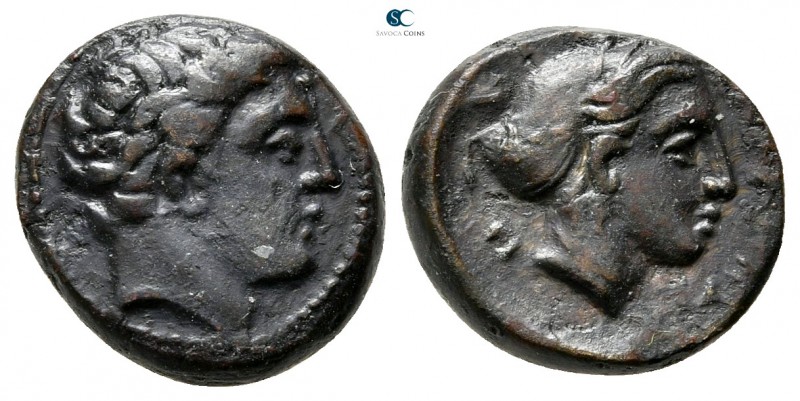 Thessaly. Phalanna circa 350 BC. 
Chalkous Æ

13 mm., 2,35 g.

Bare head of...