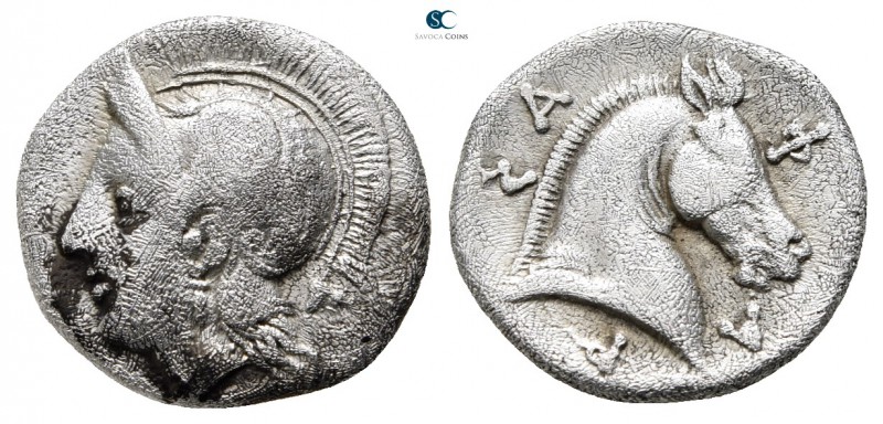 Thessaly. Pharsalos circa 420-350 BC. 
Hemidrachm AR

16 mm., 2,68 g.

Helm...