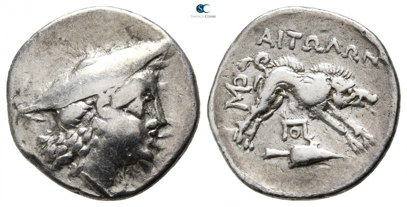 Aetolia. Aetolian League 205-150 BC. 
Triobol AR

16 mm., 2,40 g.

Head of ...
