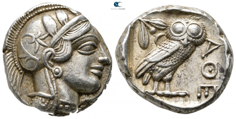 Attica. Athens 454-404 BC. 
Tetradrachm AR

25 mm., 17,26 g.

Head of Athen...