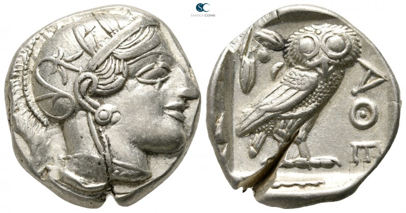 Attica. Athens 454-404 BC. 
Tetradrachm AR

25 mm., 17,14 g.

Head of Athen...