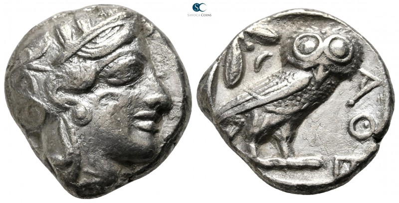 Attica. Athens circa 454-404 BC. 
Tetradrachm AR

24 mm., 16,89 g.

Head of...