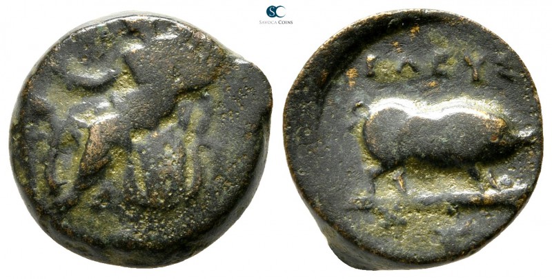 Attica. Eleusis circa 350-330 BC. 
Bronze Æ

15 mm., 3,78 g.

Triptolemos, ...