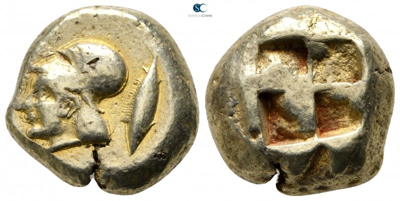Mysia. Kyzikos circa 500-450 BC. 
Stater EL

18 mm., 16,12 g.

Head of Athe...