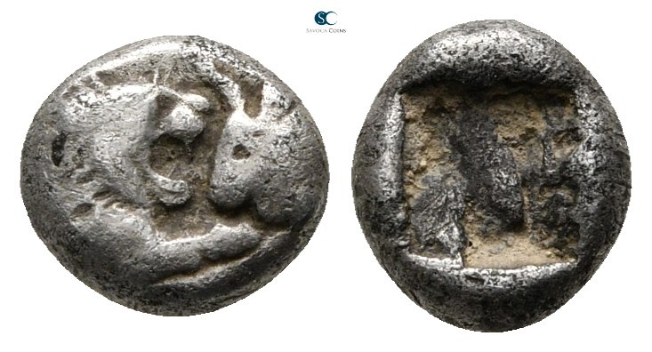 Kings of Lydia. Sardeis. Kroisos circa 560-546 BC. 
1/12 Stater AR

8 mm., 0,...