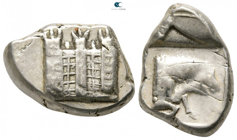 Cilicia. Tarsos 455-400 BC. 
Stater AR

22 mm., 10,91 g.

The walls of Tars...
