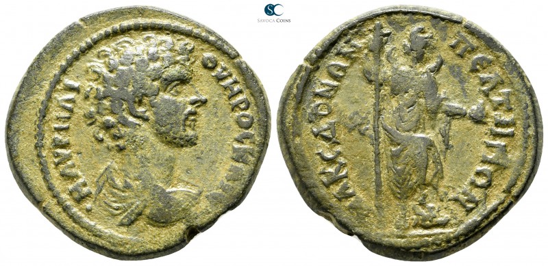 Phrygia. Peltai . Marcus Aurelius as Caesar AD 139-161. 
Bronze Æ

29 mm., 12...