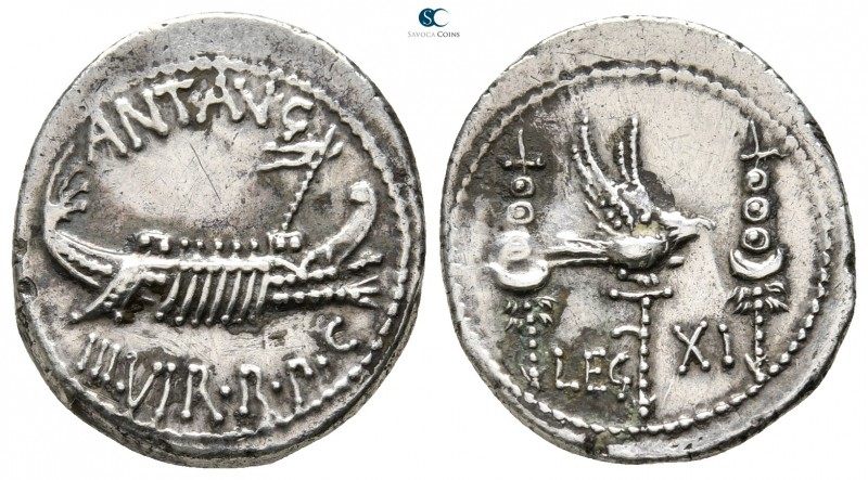 Marc Antony 32-31 BC. Military mint moving with M.Antony
Denarius AR

20 mm.,...