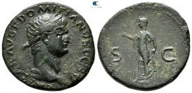 Domitian as Caesar AD 69-81. Lugdunum (Lyon). As Æ