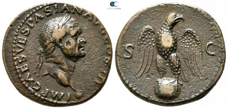 Vespasian AD 69-79. Rome
As Æ

28 mm., 10,89 g.

IMP CAES VESPASIAN AVG COS...