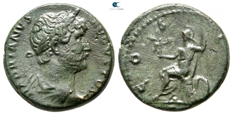 Hadrian AD 117-138. Rome
Semis Æ

18 mm., 4,36 g.

HADRIANVS AVGVSTVS, laur...