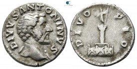 Divus Antoninus Pius Died AD 161. Struck under Marcus Aurelius and Lucius Verus, circa AD 161-162. Rome. Denarius AR