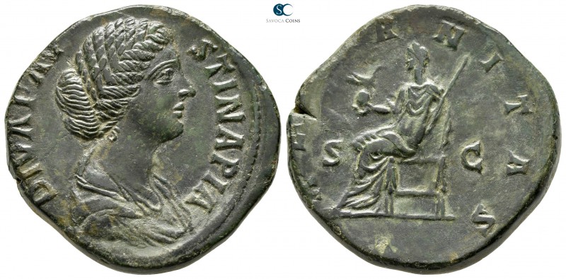 Diva Faustina II AD 175-176. Rome
Sestertius Æ

32 mm., 26,21 g.

DIVA FAVS...