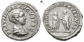 Plautilla AD 202-205. Struck under Septimius Severus jointly with Caracalla, AD 202. Rome. Denarius AR