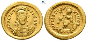 Theodosius II AD 402-450. Struck AD 441-450. Constantinople. Solidus AV