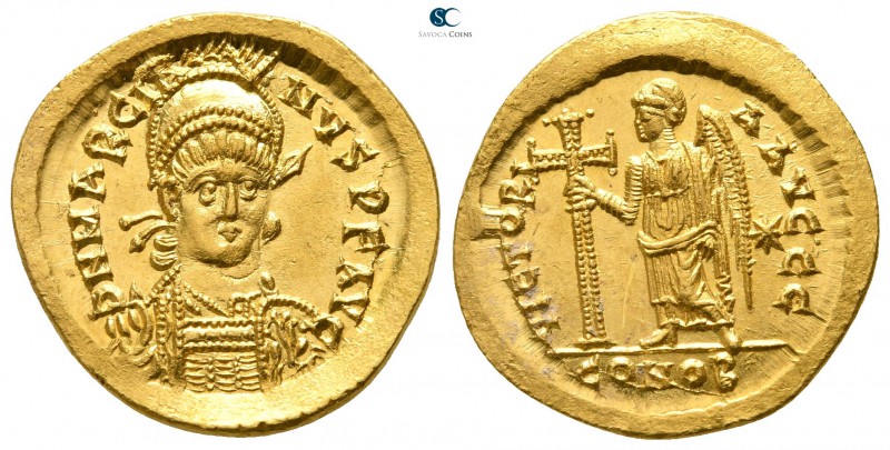 Marcian AD 450-457. Constantinople
Solidus AV

20 mm., 4,49 g.

D N MARCIA-...