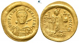 Justinian I AD 527-565. Struck circa AD 527-538. Constantinople. 9th officina. Solidus AV