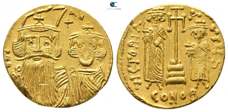 Constans II, with Constantine IV, Heraclius, and Tiberius AD 641-668. Struck AD ...