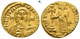 Justinian II. First reign AD 685-695. Struck AD 692-695. Constantinople. 2nd officina. Solidus AV