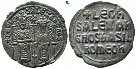 Leo VI with Alexander AD 886-912. Constantinople. Follis Æ