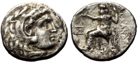 Drachm AR
Kings of Macedon, Alexander III, Magnesia ad Maeandrum, Posthumous issue, c. 319-305 BC, Head of Herakles r., wearing lionskin headdress, AΛ...