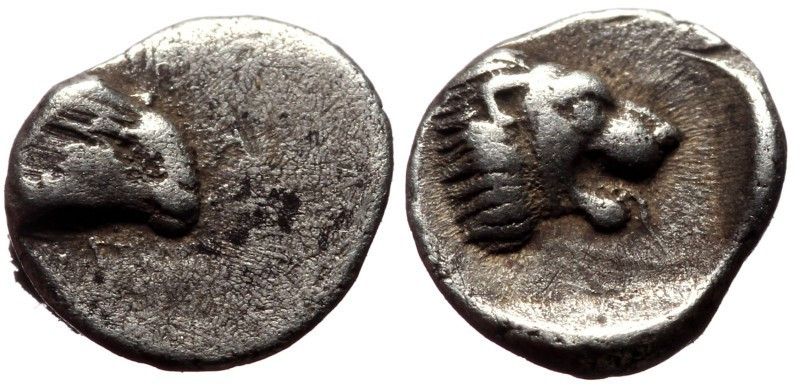 Tetartemorion AR
Caria, uncertain mint, c. 420-350 BC,
Ram's head right / Roar...
