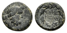 Bronze Æ
Phrygia, Eumeneia, c. 200-133 BC, Laureate head of Zeus right, EYME / NEΩN, Legend in two lines within wreath
16 mm, 5,11 g
SNG Copenhagen 37...
