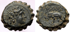 Æ Serrate Unit
Seleukid Kingdom, Antiochos VI Dionysos, Antioch mint, c. 143-142 BC, Diademed head r., wreathed with ivy, BAΣIΛEΩΣ ANTIOXOY EΠIΦANOYΣ ...