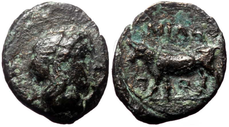 Bronze AE
Mysia, Miletopolis, 4th century BC, Laureate head of Apollo right; bel...