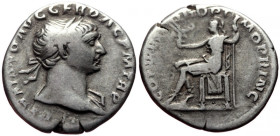 Denarius AR
Trajan (98-117), Rome, Rome, AD 108-109, IMP TRAIANO AVG GER DAC P M TR P. Laureate head r., with slight drapery on l. shoulder / COS V P ...