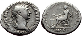 Denarius AR
Trajan (98-117), Rome, 112-114 AD, MP CAES NER TRAIAN OPTIM AVG GERM DAC. Laureate, draped bust r. PARTHICO P M TR P COS VI P P S P Q R SA...