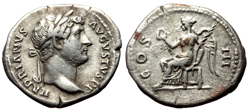 Denarius AR
Hadrian (117-138), Rome, AD 128-130, HADRIANVS AVGVSTVS P P. Laureat...