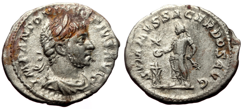 Denarius AR
Elagabal (218-222), IMP ANTONINVS PIVS AVG, Laureate, draped (and ho...