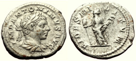 Denarius AR
Elagabal (218-222), Rome, IMP ANTONINVS AVG, Laureate, draped and cuirassed bust right / FIDES MILITVM, Fides standing left, head right, ...