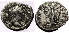 Denarius AR
Caracalla (198-217), Rome, AD 210-213, ANTONINVS PIVS AVG BRIT. Laureate head right / FIDEI EXERCITVS, Fides standing l., holding standar...