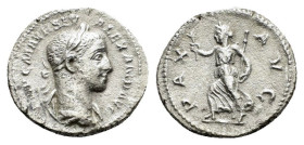 Denarius AR
Severus Alexander (222-235), Rome, IMP C M AVR SEV ALEXAND AVG, Laureate and draped bust right / PAX AVG, Pax running left with branch and...